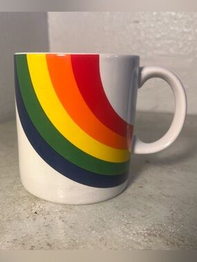 Vintage 1984 Rainbow Ceramic Coffee Mug Made In Korea Pride FTD Stranger Things